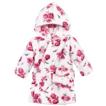 Hudson Baby Infant Girl Plush Pool and Beach Robe Cover-ups, Rose