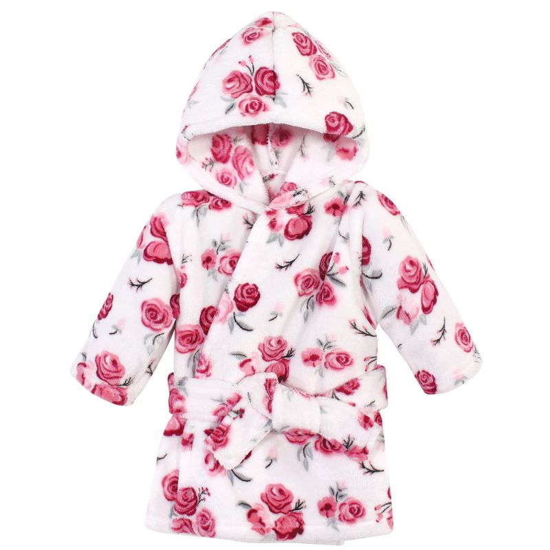 Hudson Baby Infant Girl Plush Pool and Beach Robe Cover-ups, Rose, 1 of 3