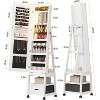 LED Mirror Jewelry Armoire, 360° Swivel, Vertical Jewelry Organizer with Lockable Lockers, Drawers, Mobility Wheels, Foldable Makeup Shelf - 2 of 4