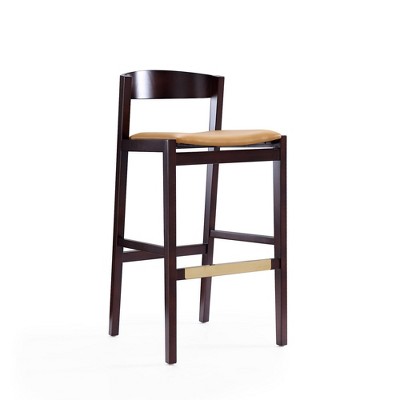 Klismos Camel Faux Leather and Beech Wood Barstool Set