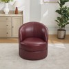 GDFStudio Alejandro Mid-Century Modern Top-Grain Leather Swivel Accent Chair with Rivet Detailing - 2 of 4