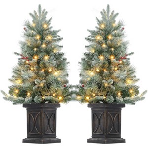 3 Ft Pre-Lit Christmas Tree with 78 Battery-Powered LED Lights & Potted Base, Artificial Xmas Tree for Holiday Decor - 1 of 4