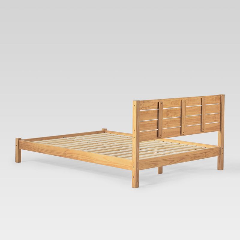 Modern Boho Wood Bed with Plank Headboard Queen - Saracina Home, 5 of 17