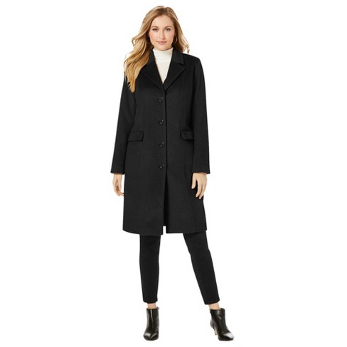 Jessica London Women's Plus Size Long Shawl Collar Wool Coat Wool