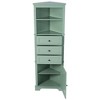 Okak Tall Corner Cabinet with Doors, Bathroom Floor Cabinet with Adjustable Shelves and 3 Drawers, Storage Cabinetfor Bathroom, Living Room - 3 of 4