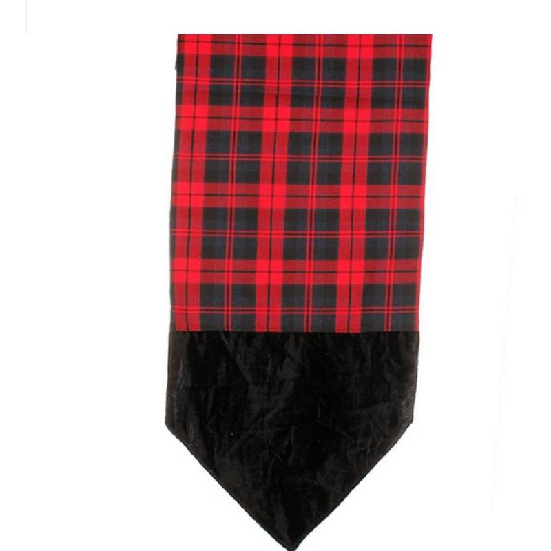 Raz Imports 72" Red and Black Plaid Christmas Table Runner with Velveteen Tips, 1 of 2