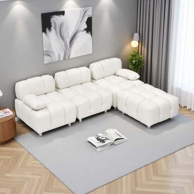 90.6" Technology Cloth L-Shaped Sectional Sofa, Foldable, Waterproof & Scratch Resistant