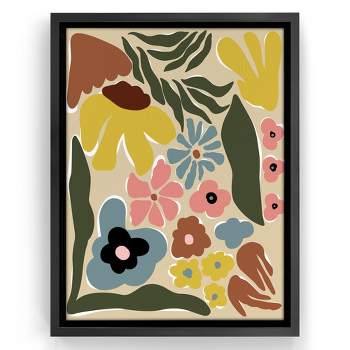 Americanflat - 16x20 Floating Canvas Champagne Gold - Bold Retro Abstract Floral by Miho Art Studio