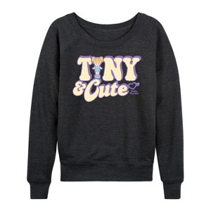 Women's - Polly Pocket - Tiny And Cute Lightweight French Terry Wide Neck Long Sleeve Shirt - 1 of 4