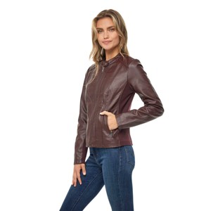 Women's Faux Leather Scuba Moto Biker Jacket - S.E.B. By SEBBY - 1 of 4