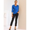 INSPIRE CHIC Women's V Neck 3/4 Sleeve Casual Office Work Satin Blouses - 3 of 4