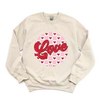 Simply Sage Market Women's Graphic Sweatshirt Retro Love Checkered Circle