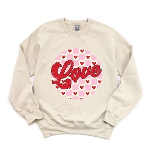Simply Sage Market Women's Graphic Sweatshirt Retro Love Checkered Circle - 1 of 4
