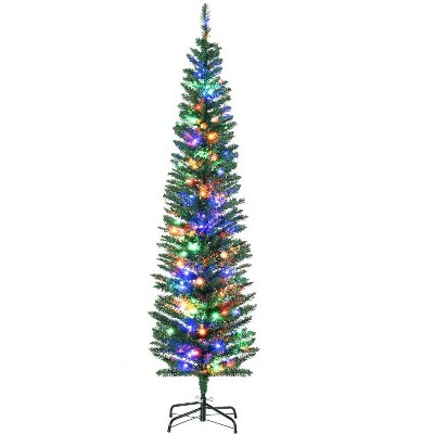 Racxily Skinny Pencil Christmas Tree, Colorful LED Lights with Steel Base for Holiday Decor