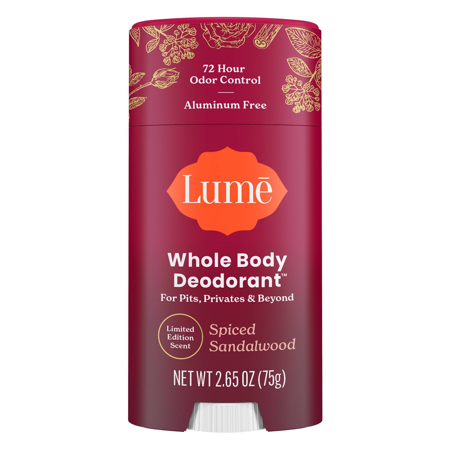 Lume Whole Body Aluminum Free Women's Deodorant Stick - Spiced Sandalwood - 2.6oz