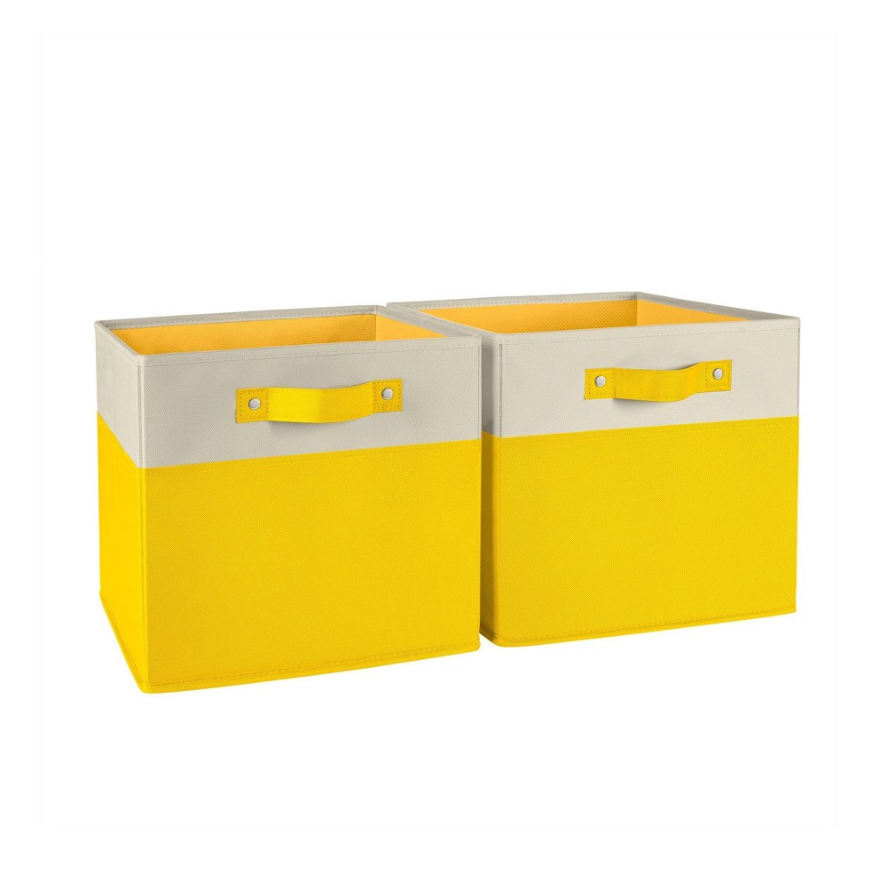 Photos - Other interior and decor 2pc Kids' 10.5" Two-Toned Folding Storage Bin Set Yellow - RiverRidge Home