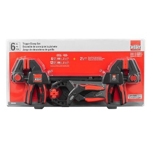 Bessey Trigger and Spring Clamp Set, One-Handed Operation, Adjustable Pressure, 6-Piece Set - 1 of 4