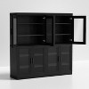 PexFix 5 Shelf Bookshelf with Rattan Doors White Tall Bookcase Display Shelves for Home Office Bedroom - 3 of 4