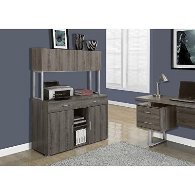 Elegant Dark Taupe Office Credenza with Adjustable Shelving