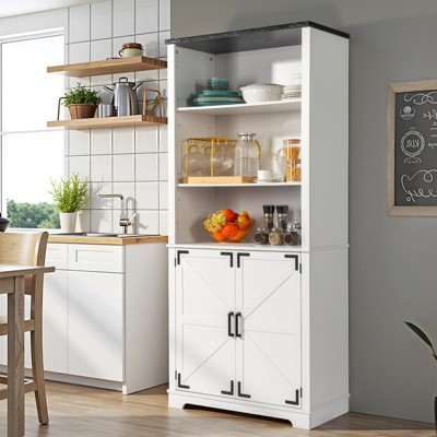 Karl Home White 70.86in.H Display Cabinet with 3-layer 2-door