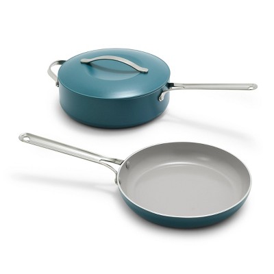GreenPan Nova 3pc 10" Ceramic Nonstick Aluminum Fry Pan Set with Lid
