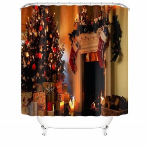 Christmas Stocking Christmas Tree Shower Curtains for Bathroom Waterproof Fabric Bath Curtain Durable Soft Stylish Bathroom Decor 72x72 Inch - 1 of 1