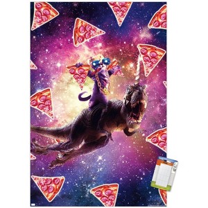 Trends International James Booker - Thug Space Cat On Dinosaur Unicorn Unframed Wall Poster Prints - 1 of 4