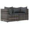 vidaXL Patio Corner Sofas with Cushions 2 pcs Gray Poly Rattan - 2 of 4