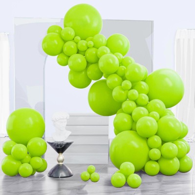 PartyWoo Balloons Lime Green Yellowish 18 12 10 5 Inch 140 pcs