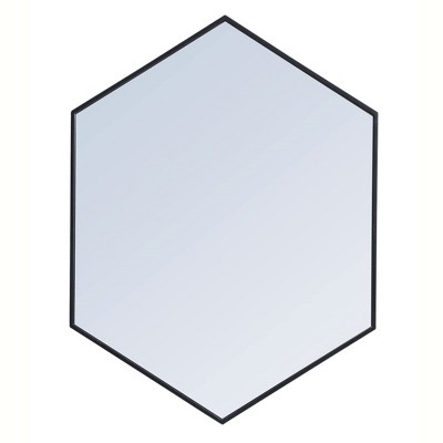 Elegant Lighting Metal frame hexagon mirror 30 inch in Black