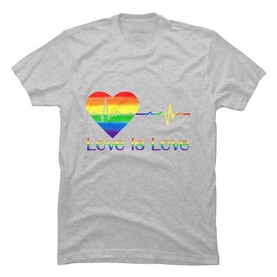 Adult Design By Humans Pride Love is Love Heartbeat By WinterJJ T-Shirt