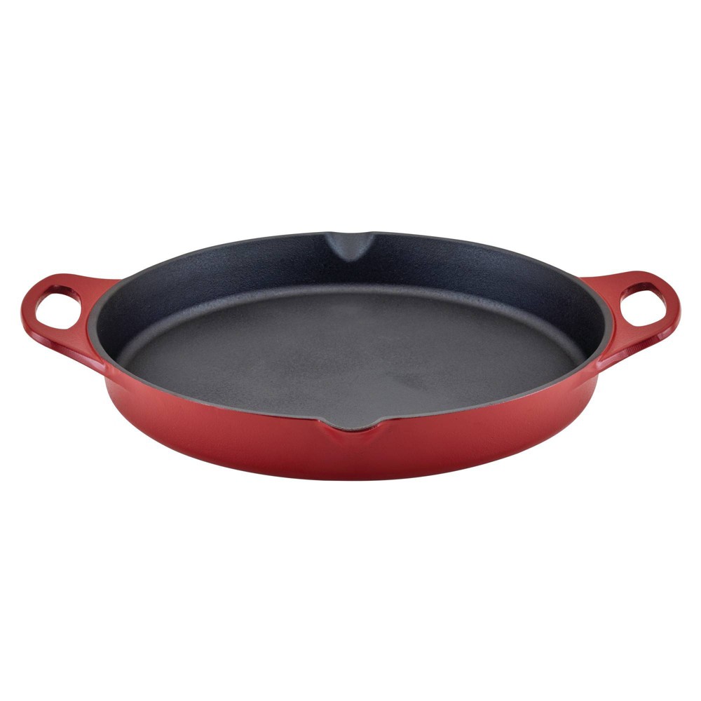 Rachael Ray 14 Nitro Cast Iron Skillet with Side Handle Red