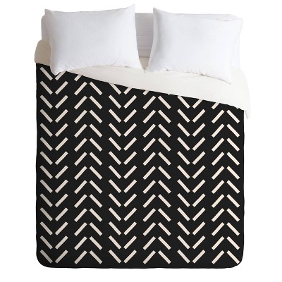 King Nick Quintero Herringbone Comforter Set Black/White - Deny Designs