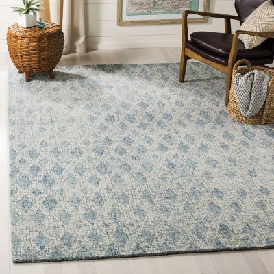 Handmade Abstract Blue Wool Blend 8' x 10' Area Rug