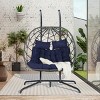 Double Patio Swing Egg Chair With Stand,Wicker Hanging Basket Chair With UV Resistant Cushions,Hammock Chair -Maison Boucle - 4 of 4
