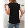 Women's Lace Panel Short Sleeve Tee - Solid Color Crewneck Cropped Top - 4 of 4