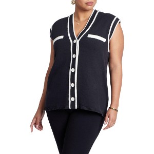 ELOQUII Women's Plus Size Oversized Sweater Vest - 1 of 4
