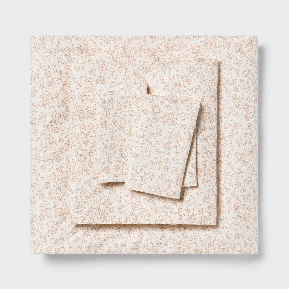 Full Microfiber Sheet Set Orange Dusk Ditsy Floral - Room Essentials™