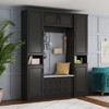 Famapy Black 6-Door Wardrobe Closet Hall Tree with Bench Hanging Rods and Hooks - 2 of 4