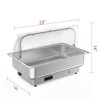 9QT Electric Chafing Dish Buffet Set - Roll Top Stainless Steel Food Servers & Warmers with Temperature Control, 1 Full & 2 Half-Size Pans - 2 of 4