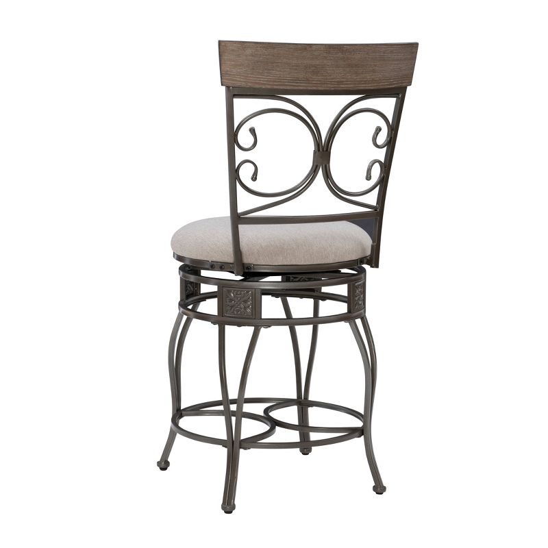 Nora Big and Tall Swivel Faux Leather Counter Height Barstool Pewter - Powell, 6 of 13