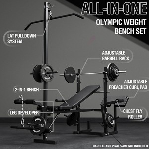 8 in 1 Olympic Weight Bench Set with Leg Extension and Leg Curl, Bench Press Set with Preacher Curl Pad and Chest Fly - 1 of 4