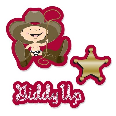 Big Dot of Happiness Little Cowboy - Western DIY Shaped Baby Shower or Birthday Party Cut-Outs - 24 Count