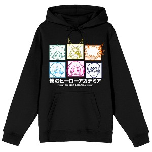 My Hero Academia Icon Characters Long Sleeve Men's Black Hooded Sweatshirt - 1 of 3