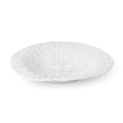 White Ceramic Cabbage Leaf Round Serving Platter