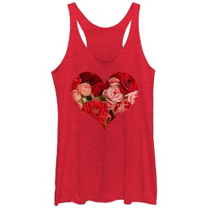 Women's Lost Gods Floral Print Heart Racerback Tank Top - 1 of 3