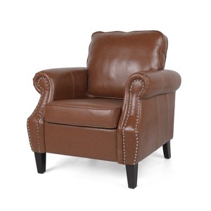 GDFStudio Dowd 36.50" Faux Leather Club Chair with Nailhead Trim - 1 of 4