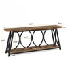 HDZNVF 70.9 in Extra Long Industrial Console Table, Narrow Sofa Table Behind Couch with 2-Tier Storage Shelves - 4 of 4