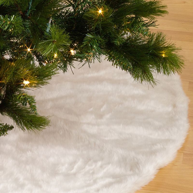 Saro Lifestyle Solid Faux Fur Design Christmas Tree Skirt, 2 of 5