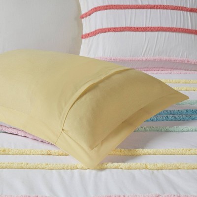 Pink Cotton Chenille Trim Full/Queen Duvet Cover Set